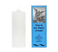 Velón Preparado San Miguel Arcángel - Ritual con Vela Blanca para Protección y Purificación | Vela Esotérica para Purificar nuestro entorno | Hecho a Mano con Hierbas | Incluye Instrucciones y Oración