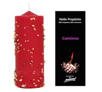 Velón Propósito Abrir Todos Los Caminos - Rojo | Vela Ritualizada Artesanal con Sales y Resinas para Potenciar Proyectos y Eliminar Obstáculos | Con Oración e Instrucciones
