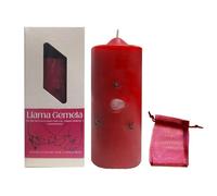 Velón Ritualizado Llama Gemela - Amor Propio y Amor Verdadero | Con Cuarzo Rosa y Clavo de Olor Incluidos | Velón Esotérico Rojo para Rituales de Atracción y Autoestima