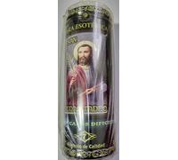 Velón Ritualizado San Judas Tadeo, Vela Esotérica para Casos Difíciles, azul y amarillo