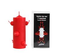 Velón Rojo 7 Mechas para Rituales de Limpieza, Amor y Fuerza • 16 cm Alto x 5,5 cm Ancho • Vela Esotérica Potente para Pasiones, Protección y Cortes Energéticos