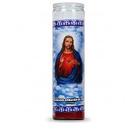 Velón Sagrado Corazón de Jesús - Vela Roja de 7 Días - 100% Parafina de Alta Pureza en Envase de Cristal - Duración Aproximada 110 Horas - Goya - Para Oración y Devoción Espiritual - NEXU