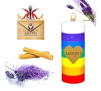 Velón Siete Colores Preparado Vela De Colores 7 Chacras con Palo Santo Incienso Natural De Madera Sagrada Sale De Baño Esotérica De Lavanda y Oración para Abrir Nuestros Caminos