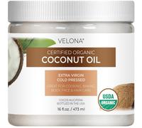 Velona USDA Certified Organic Coconut Oil Extra Virgin - 16 Fl oz | Alimento y Grado Cosmtico | en jar | Extra virgen en fro presionado