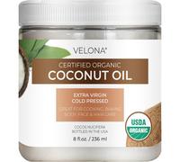 Velona USDA Certified Organic Coconut Oil Extra Virgin - 8 Fl oz | Alimento y Grado Cosmtico | en jar | Extra virgen en fro presionado