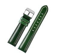 VELORE 18 mm 20 mm 22 mm Patrón de bambú de alta calidad Correa de vaca suave Hombres de mariposa Hebilla avestruct de cuero Pulsera de banda verde(C silver pin,16mm)