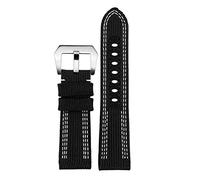 VELORE Accessori per cinturino inferiore in pelle di nylon invisibile da uomo grande 24mm 26mm，per Pam00984 00985 PAM111 PAM441 Accessori cinturino per orologio(Black white silver,24mm)