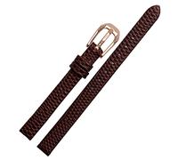 VELORE Banda de reloj de cuero de vaca impresa en lagarto para un reemplazo de damas Mira la correa blanca roja ultra delgada 6 8 10 12 14 16 mm Entrega gratuita(Brown rose gold,16mm)