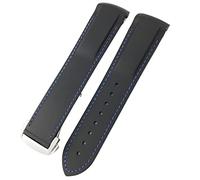 VELORE Banda de reloj de silicona de goma para Omega Seamaster GMT Diver 300 Speedmaster Hamilton 19mm 20mm 21mm 22mm Coraja de reloj(Black blue,19mm Golden buckle)