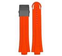 VELORE Banda de vigilancia impermeable de goma de 24 mm*12 mm para la banda de silicona de la pulsera Oris Curo de acero inoxidable(Orange x black clasp)