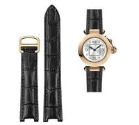 VELORE Correa de piel de vaca cóncava de 18x10mm, 20x12mm, pulsera de piel de becerro marrón y negro, hebilla plegable para reloj Cartier PASHA WSPA0009