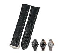 VELORE Correa de reloj de cuero y nailon de goma, 20mm, 22mm, apta para Omega Seamaster Diver 300 Planet Ocean 600M, correa de reloj naranja Seiko(Black white leather,22mm)