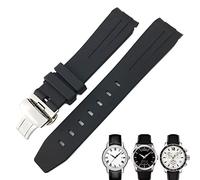 VELORE Correa de reloj de goma con extremo curvado de 19mm y 20mm para Tissot 1853 Lelocle PRC200 Rolex Submariner Hamilton Omega, correa de reloj resistente al agua(Black Black,20mm)