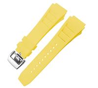 VELORE Correa de reloj de goma de 20mm y 25mm para Richard Spring Bar, correa de silicona para reloj deportivo Mille, pulsera impermeable suave(Yellow fold buckle)