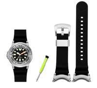 VELORE Correa de reloj modificada para Citizen BJ8050 BJ8050-08E, cabeza de conexión de acero inoxidable, pulsera Little Monster, correa de reloj(Black silver buckle)