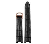 VELORE Hombres de banda de reloj de cuero genuino para mujeres para Cartier PASHA W3108/HPI004 Correa cóncava plegable 21x15m 20x12 mm de 18x10 mm Watchs(Black Rose Gold,18.10mm)