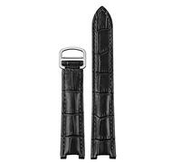 VELORE Hombres de banda de reloj de cuero genuino para mujeres para Cartier PASHA W3108/HPI004 Correa cóncava plegable 21x15m 20x12 mm de 18x10 mm Watchs(Black silver buckle,20.12mm)