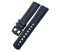 VELORE Para Omega Seamaster 007 Rose Gold Hedble Soft Water Wating Silicone Watch Strap 19 mm 20 mm 21 mm Banda de reloj de goma fluoroso(Blue Black,20mm)