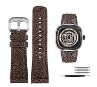 VELORE Para Seven Friday Q2/03/M2/M021/T2 correa de reloj de cuero genuino Estilo Vintage reloj diésel correa de cuero de vaca 28m accesorios de pulsera(Color 2 silver)