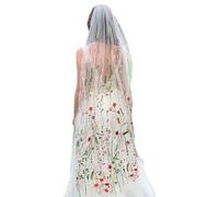 Velos de boda de tul bordados con peine, accesorios para el cabello, 144.8 cm, elegante para fotografía, boda, bordado de flores