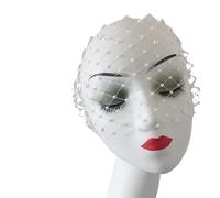 Velos de novia Birdcage nupcial colorete diadema velo con perlas multicolor tocado de boda(White)