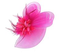 Velos de novia Tocados de boda for novia, sombreros con velo, flor de plumas, diadema Multicolor, pinza for el pelo(7 HOT PINK)