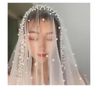 Velos de novia Velo de novia marfil con perlas encaje cuentas cubierta varios tamaños
