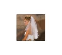 Velos de novia Wedity, velo de tul blanco de 2 niveles para novia, velo hasta la punta del dedo con borde cortado, accesorios para el cabello de novia con peine (blanco)