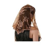 Velos de Para Iglesia Católica Velos de Mantilla Velo de Encaje Católico Velo de Capilla Mantilla Veil Mass Veil Chapel Veil Lace para la Cabeza para Mujer Boda Masiva Novia Mujer (Marrón)