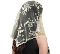 Velos de Para Iglesia Católica Velos de Mantilla Velo de Encaje Católico Velo de Capilla Mantilla Veil Mass Veil Chapel Veil Lace para la Cabeza para Mujer Boda Masiva Novia Mujer (Beige)