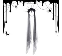 Velos negros para mujeres | Diadema floral con pinchos y aro estilo halo | Velo gótico | Para carnaval, cosplay, festival, mascarada, baile de graduación, de disfraces y boda