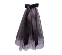 Velos para futuras Novias, Velo de Novia Boda Tul Borde Cinta Velo Corto con decoración Lazo Multicolor(Black)