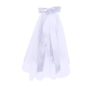 Velos para futuras Novias, Velo de Novia Boda Tul Borde Cinta Velo Corto con decoración Lazo Multicolor(White)