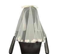 Velos para futuras Novias, Velo de Novia Corto Blanco for, Boda, Lazo Perlas, Pinza for el Pelo Malla Encaje Tul