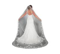 Velos para futuras Novias, Velos de Novia Apliques Borde Encaje Velo Catedral Tul Blanco 300 cm