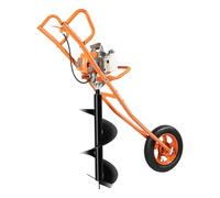 Velosh Broca de tierra de gasolina de 2 tiempos con carro de mano, 63 cc, 2,2 kW, taladro de tierra a gas con taladro para valla, taladro de tierra, jardín, plantación de árboles