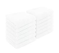 Velosso Paquete de 12 paños de franela de alta absorción, 100% algodón egipcio hilado en anillo, de alta absorción, para spa, gimnasio, sauna (blanco)