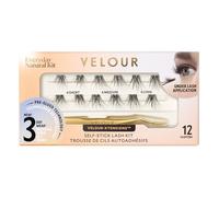 Velour - Xtensions - Kit de racimos de pestañas autoadhesivas, pestañas autoadhesivas con 12 racimos de pestañas y aplicador de pestañas, nueva tecnología sin pegamento para un aspecto natural ligero