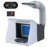 VELPAX Cabina de Pintura para Aerógrafo 5.2m³/min Velocidad Ajustable con Doble Ventilador, 4 Luces LED, Manguera Telescópica, Ideal para Pintura Decorativa, Manualidades y Decoración de Pasteles