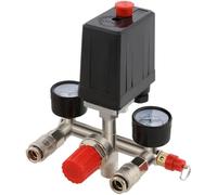VELPAX Interruptor de control de presión del compresor de aire con regulador de válvula, 2 manómetros de presión para compresor de 230 V, compresor de aire comprimido, apagado automático