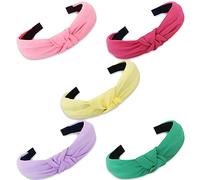 VELSCRUN 5 diademas multicolor para mujeres y niñas, diademas anchas para el cabello de mujer, diademas anchas bohemias con nudo, turbante, banda elástica para el cabello, accesorios para el cabello