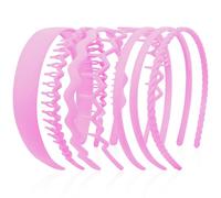 VELSCRUN 7 diademas diferentes para mujer, color rosa, ondulado, rizado, antideslizante, de plástico, con peine de dientes, accesorios para el cabello, regalos para mujeres