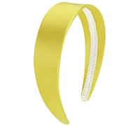 VELSCRUN Diadema amarilla para mujeres y niñas, 1.6 pulgadas de ancho, diademas de satén para mujer, bandas para el cabello sólido y simple, bandas de pelo para vacaciones, cosplay, Halloween,
