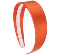 VELSCRUN Diadema naranja para mujeres y niñas, 1.6 pulgadas de ancho, diademas de satén para mujer, bandas para el cabello sólido simple, bandas de pelo para vacaciones, cosplay, Halloween, accesorios