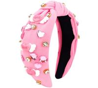 VELSCRUN Diadema para el día de San Valentín para mujer, diadema de corazón con diamantes de imitación, diadema anudada roja y rosa, diadema ancha para el día de San Valentín, accesorios para el