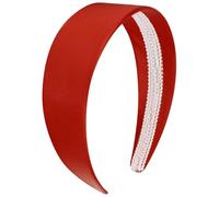 VELSCRUN Diadema roja brillante para mujeres y niñas, 1.6 pulgadas de ancho, diademas de satén para mujer, bandas para el cabello sólido simple, bandas de pelo para vacaciones, cosplay, Halloween,