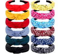 VELSCRUN Diademas anudadas para mujer, paquete de 12 diademas de moda para mujer, antideslizantes, para cabello fino, grueso, corto, lavado facial, accesorios para el cabello