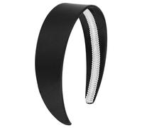 VELSCRUN Diademas negras para mujeres y niñas, 1.6 pulgadas de ancho, diademas de satén para mujer, bandas para el cabello sólido y simple, bandas para el pelo para vacaciones, cosplay, Halloween,