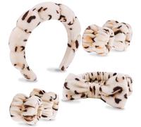 VELSCRUN Paquete de 6 diademas de spa, diadema de maquillaje, diadema de lavado facial, diademas de cuidado de la piel, banda de pelo de esponja de leopardo, diadema de spa para lavar la cara,