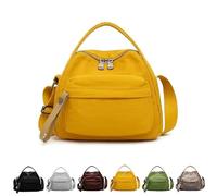 Veluna Shoudler Bag, Lightweight Large Capacity Nylon Handbag, Solid Color Casual Shoulder Bag for Daily Use & Travel (Orange)